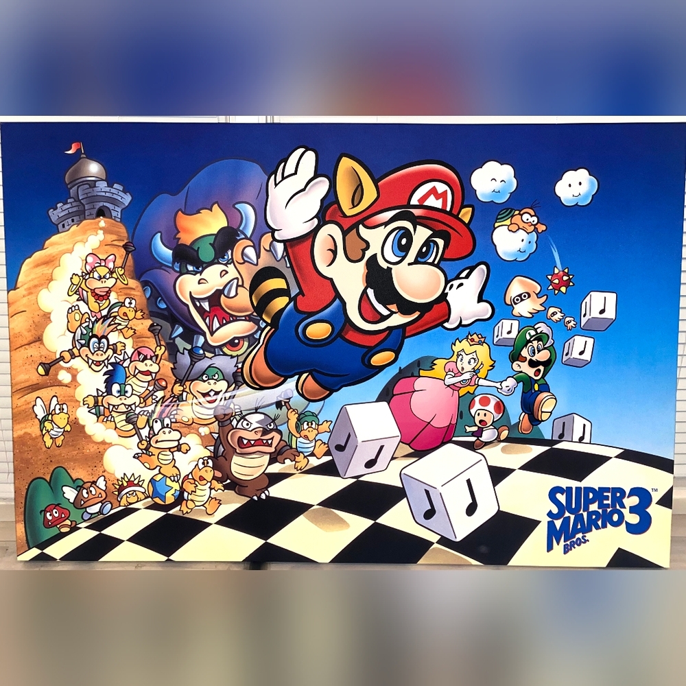 Super Mario Bros. 3 Huge Multicolor Wall Decor Gaming Canvas Bowser Peach Luigi